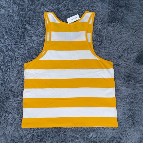 NEW Pacsun Tank Top Yellow White Summer Striped - Picture 4 of 4